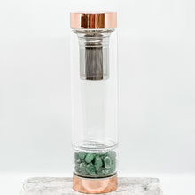 Load image into Gallery viewer, GREEN AVENTURINE- Glass Bottle with Tea Infuser
