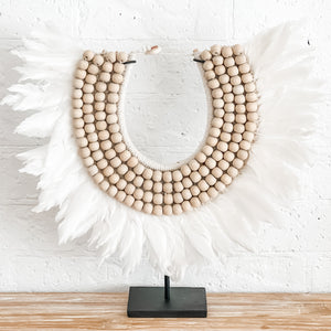 Papua Beaded White Feather Necklace