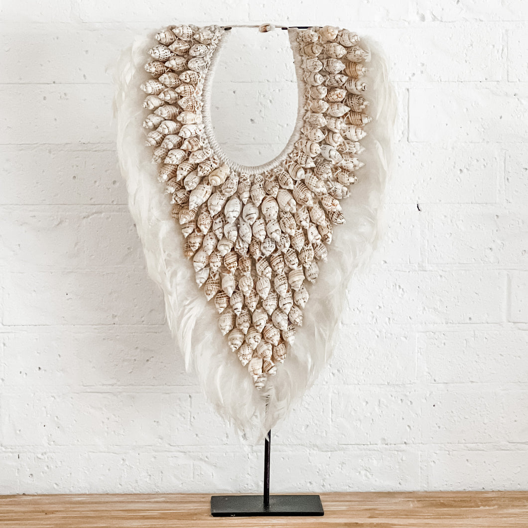 Leopard Shell Feathered Necklace